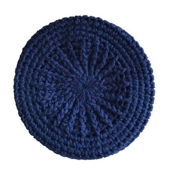 Accessories - Navy blue Hand Knit Beret Style Hat Headwear Women